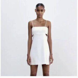 NWT | Zara Cut Out Sides White Mini Dress | Color: White | Size: Medium (M)